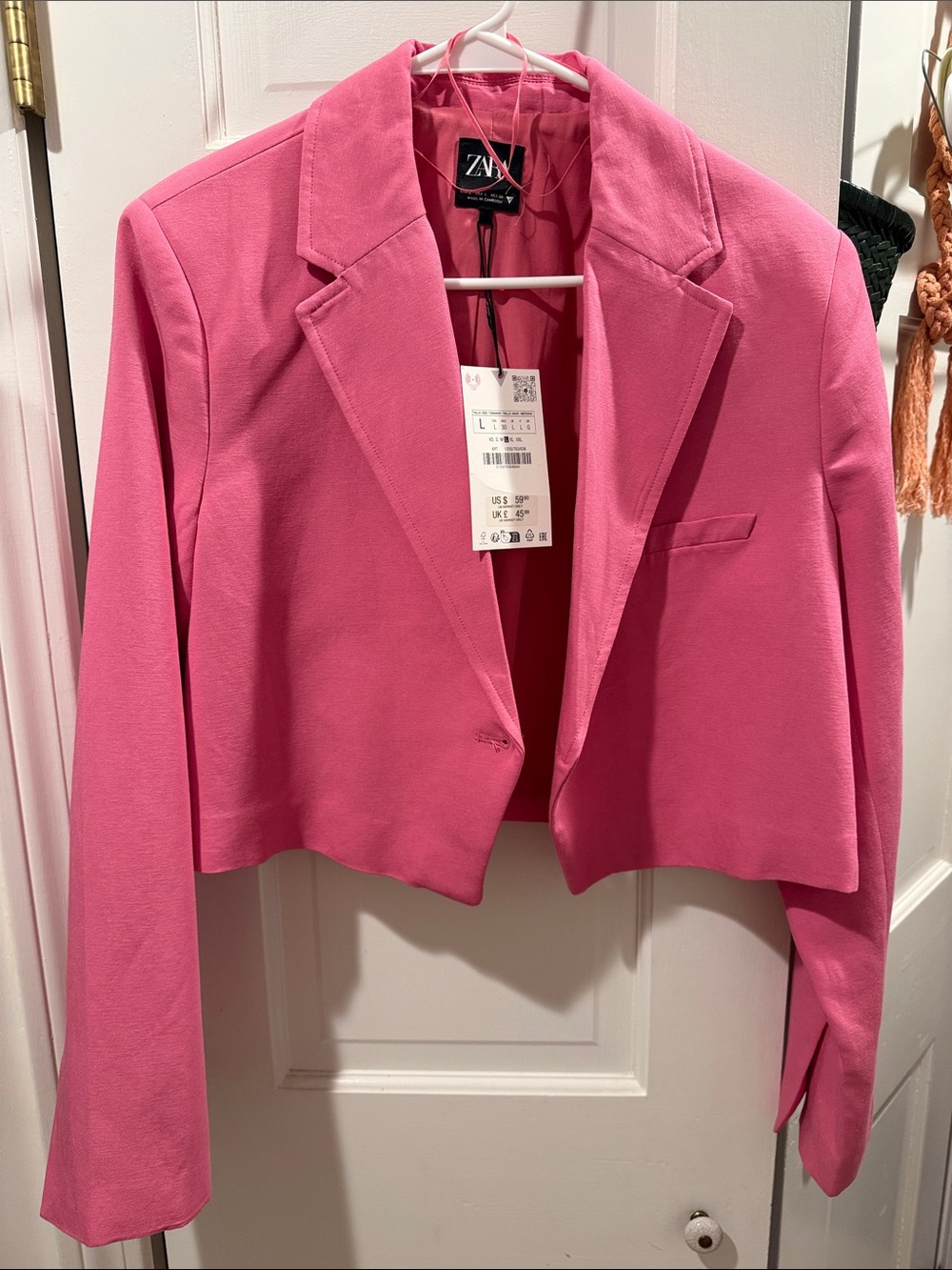 Zara Hot Pink Cropped Blazer - NWT size L